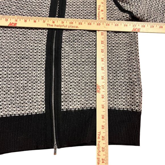 J.Crew Cashmere Wool Blend Full Zip Sweater Women’s Size Small Knit Black Tan - Picture 4 of 5